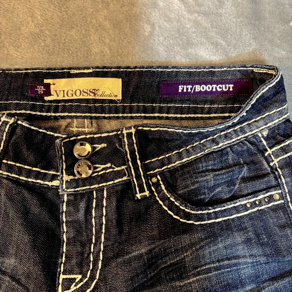 Vigoss Jeans Women's 7/8/29x29 Bootcut Fit Flap Pockets Denim Pants‎ Cowgirl - Picture 3 of 12
